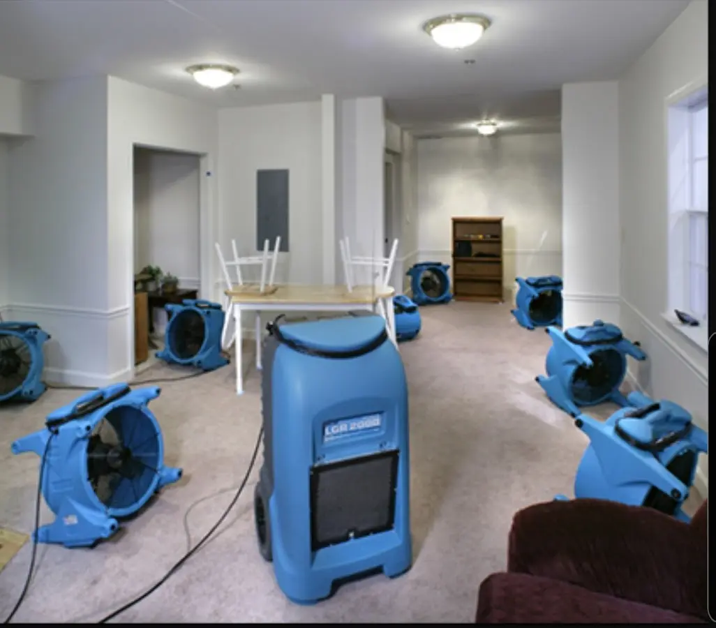 Air movers and dehumidifier setup for Water Extraction & Removal in St. Albans
